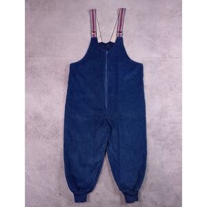 Vintage Blue Corduroy Overalls with Striped Straps Workwear Unisex